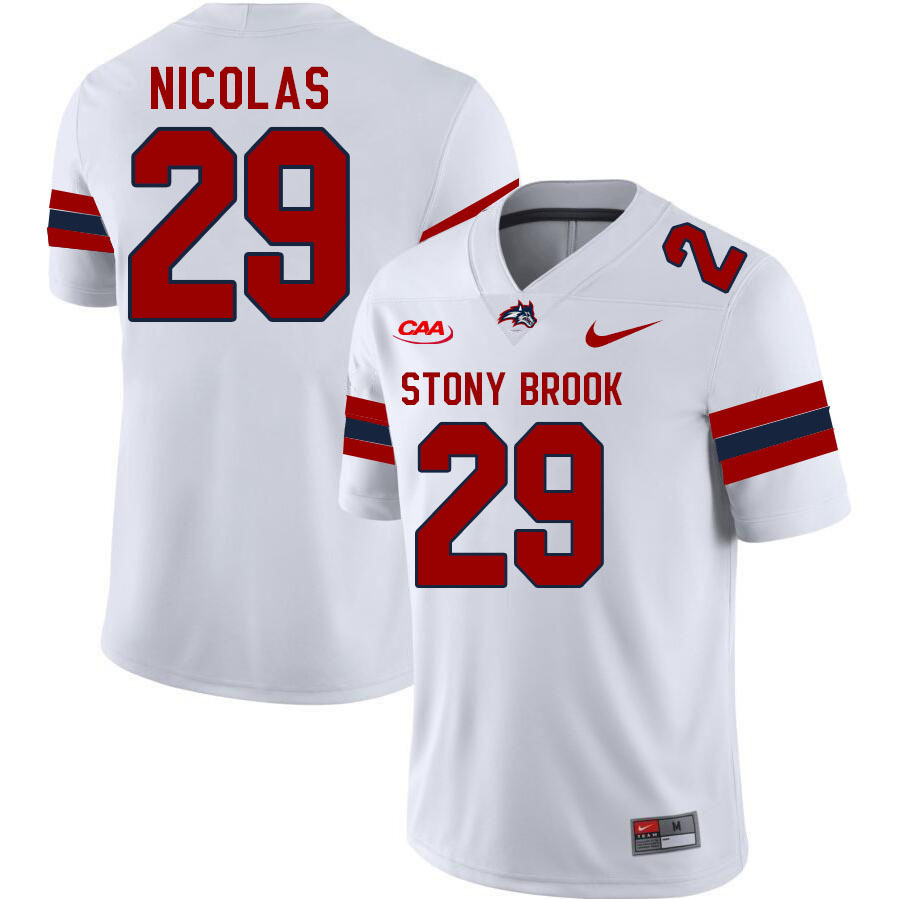 Stony Brook Seawolves #29 Willensky Nicolas College Football Jerseys Stitched Sale-White